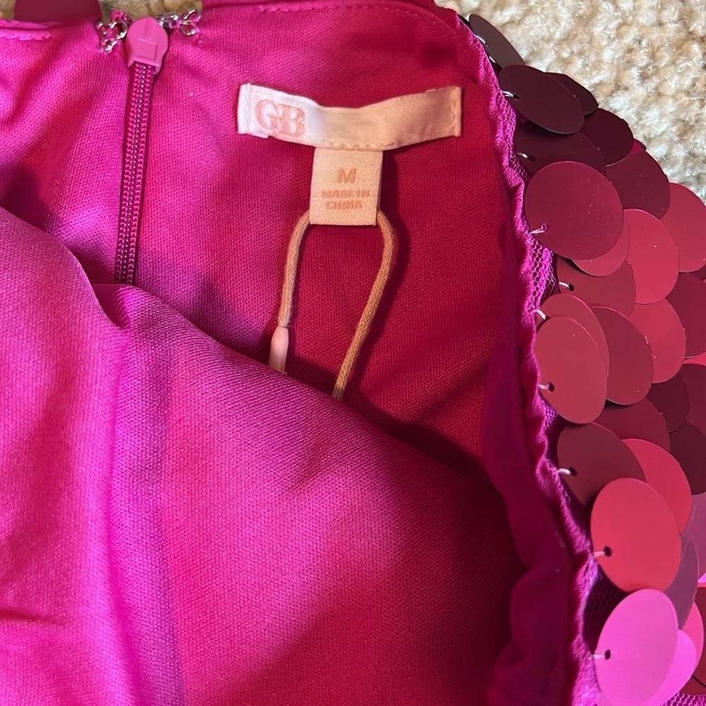 Gianni Bini GB junoir sizing pink sequin disco mini skirt zip up - Picture 3 of 6